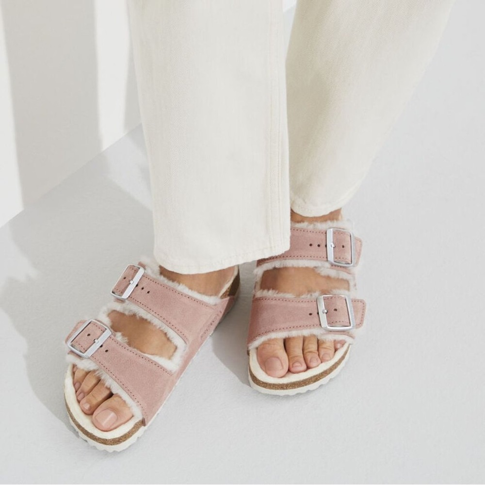 Birkenstock NEW Arizona Shearling Suede in Pink Clay/Natural Size US 8 / EU 39 - Picture 4 of 8
